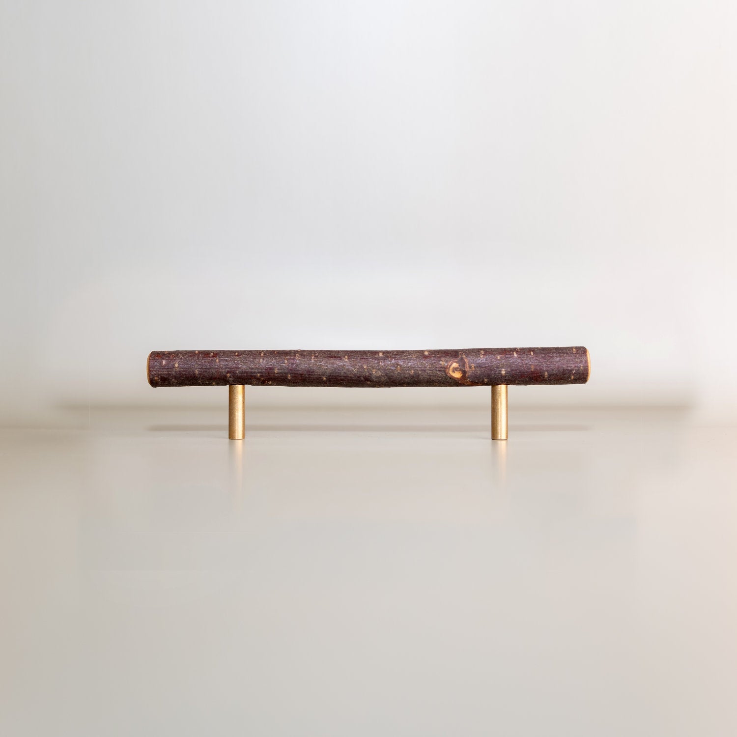 Pull Bar Handle 160 • Hazel & Uncoated Brass • Smooth