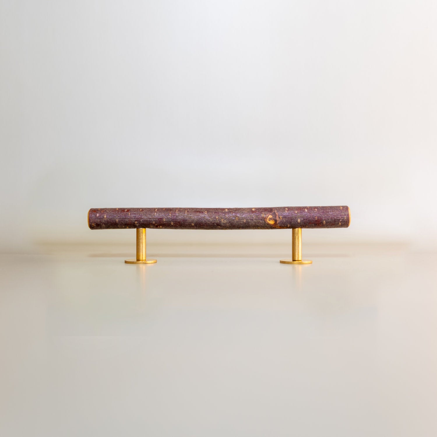 Pull Bar Handle 160 • Hazel & Uncoated Brass • Smooth