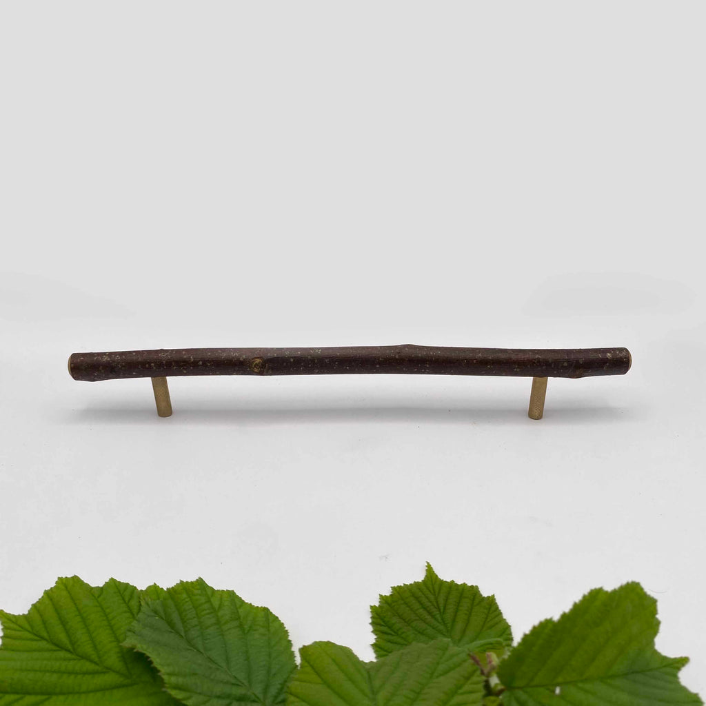 Pull Bar Handle 230 • Hazel & Uncoated Brass • Knurled