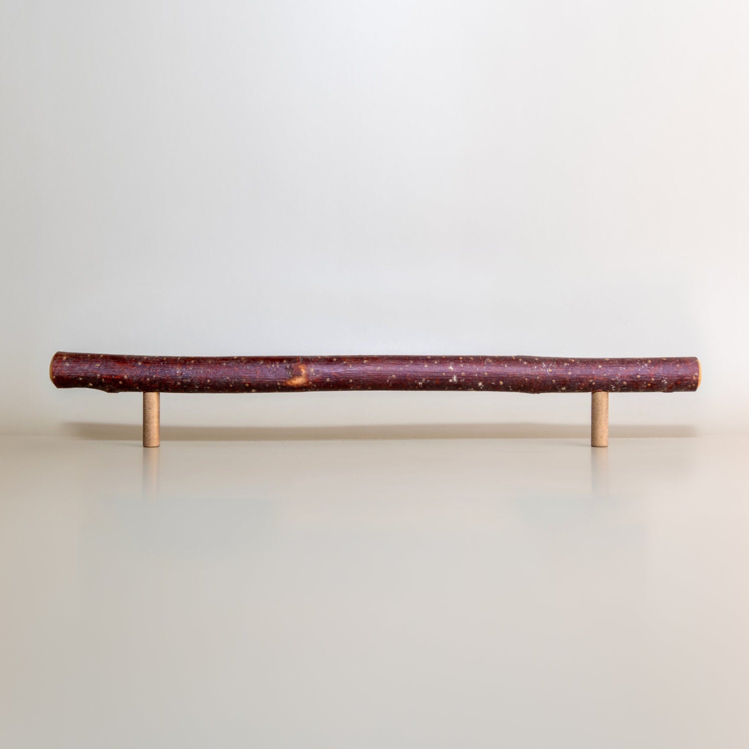 Pull Bar Handle 230 • Hazel & Uncoated Brass • Knurled