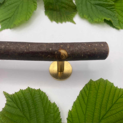 Pull Bar Handle 230 • Hazel & Uncoated Brass • Smooth