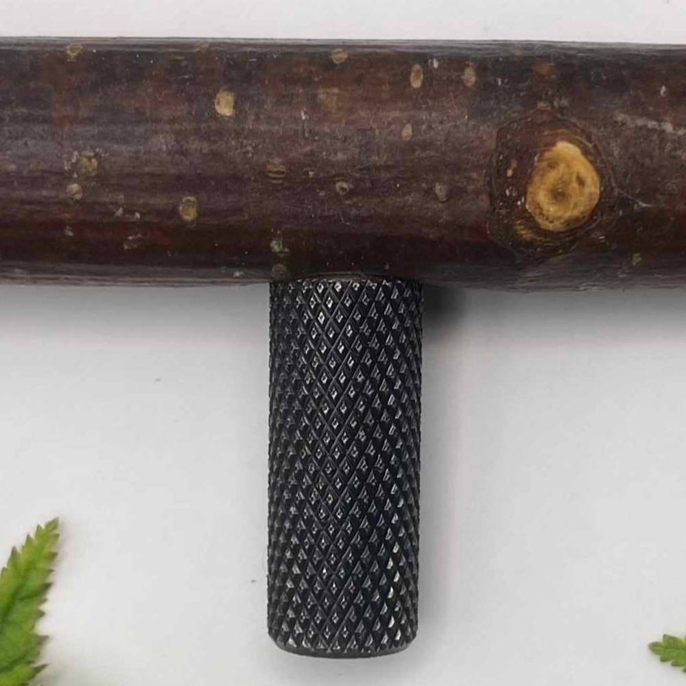 Pull Bar Handle 160 • Hazel & Blackened Stainless Steel • Knurled