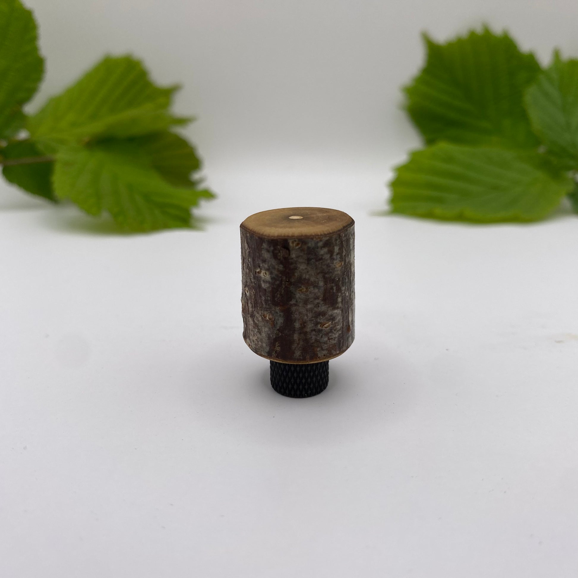 Hazel & Brass Knob • Knurled • Blackened