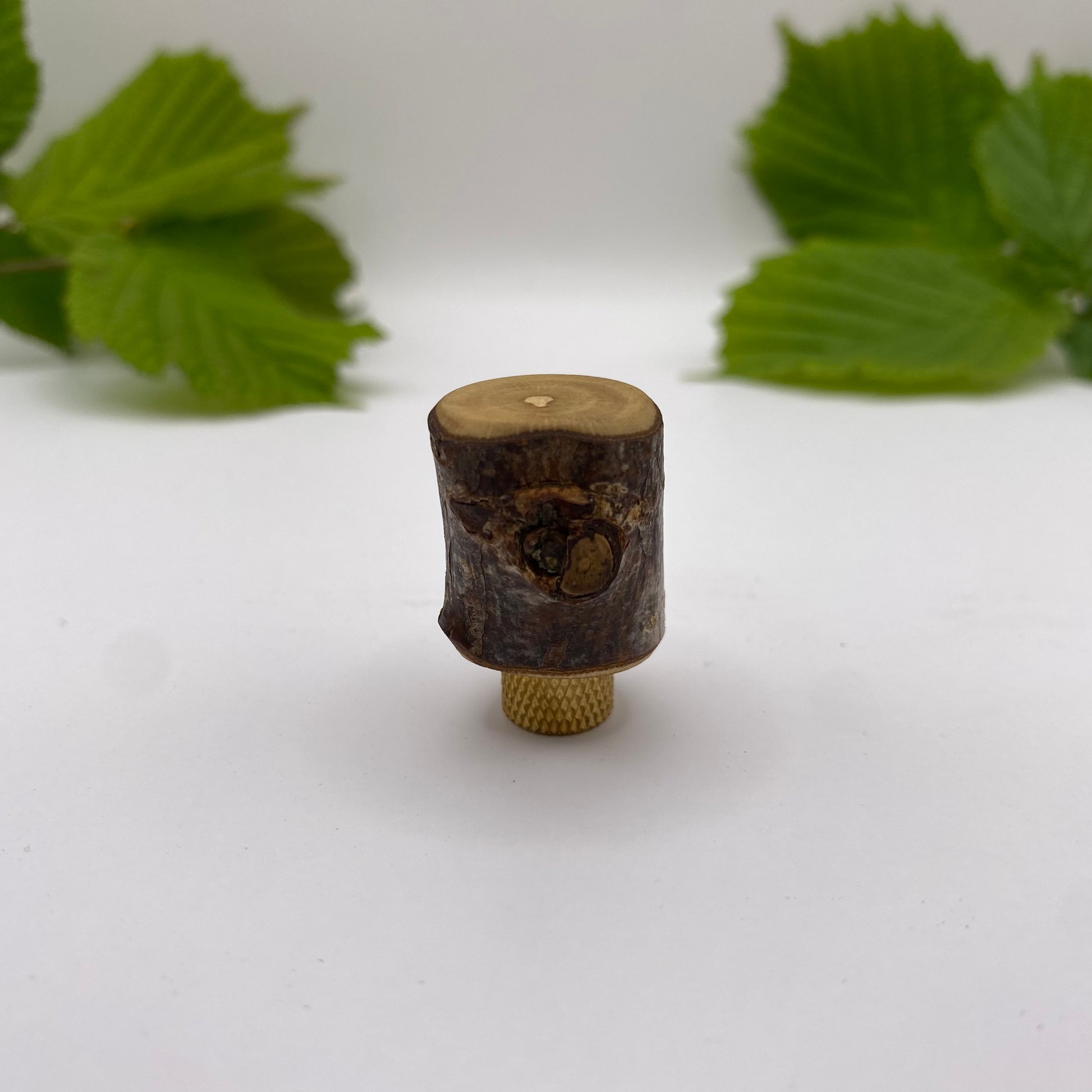 Hazel & Brass Knob • Knurled • Uncoated