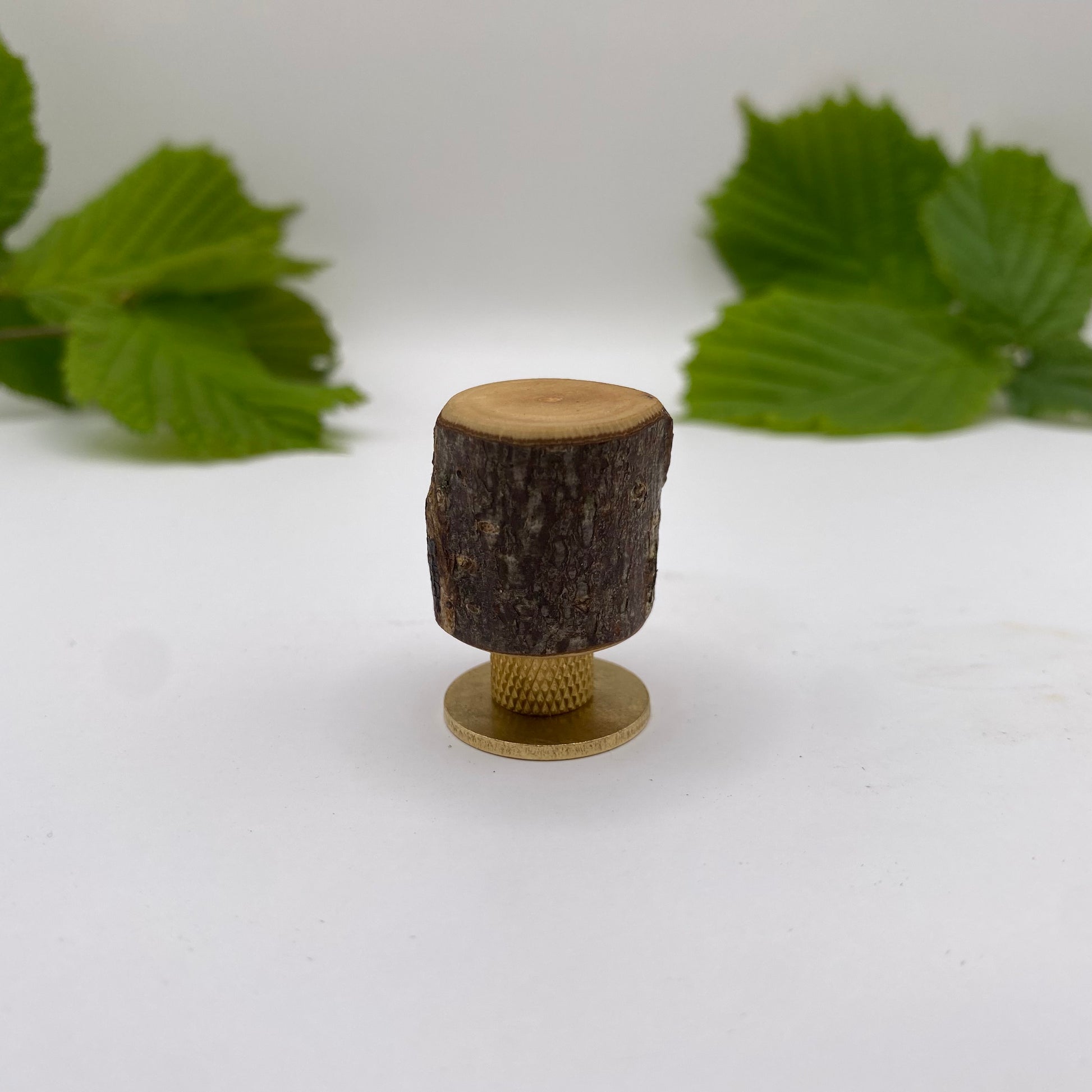 Hazel & Brass Knob • Knurled • Uncoated