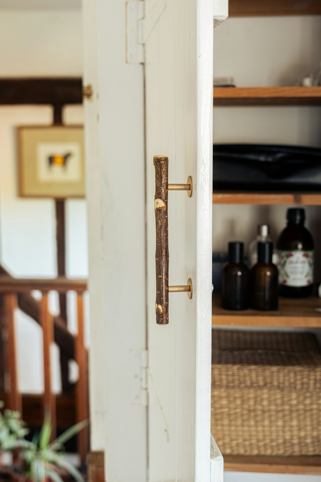 Pull Bar Handle 160 • Hazel & Uncoated Brass • Smooth