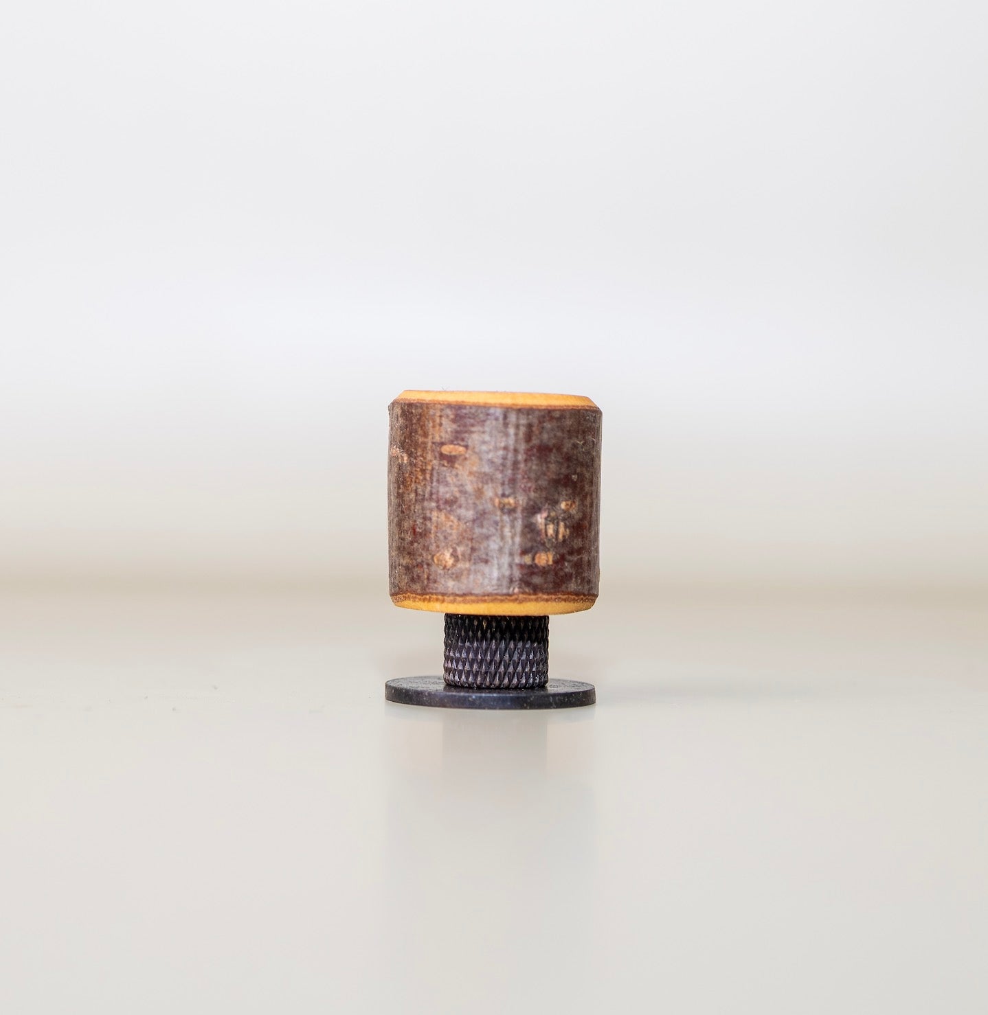 Hazel & Brass Knob • Knurled • Blackened